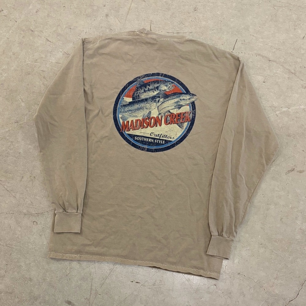 Madison Creek Outfitters Fishing Shirt Mens Medium Comfort Colors Long Sleeve
